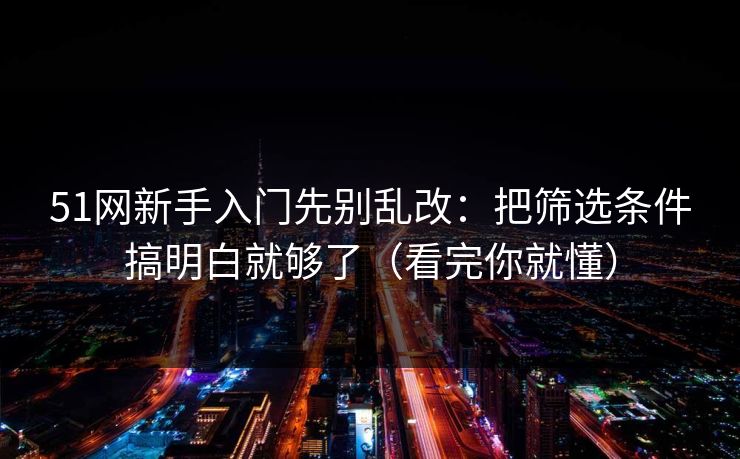 51网新手入门先别乱改：把筛选条件搞明白就够了（看完你就懂）